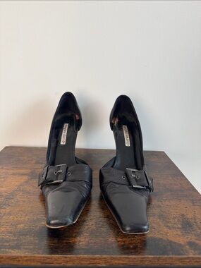 Charles David Black Square/Pointed Buckle Pumps